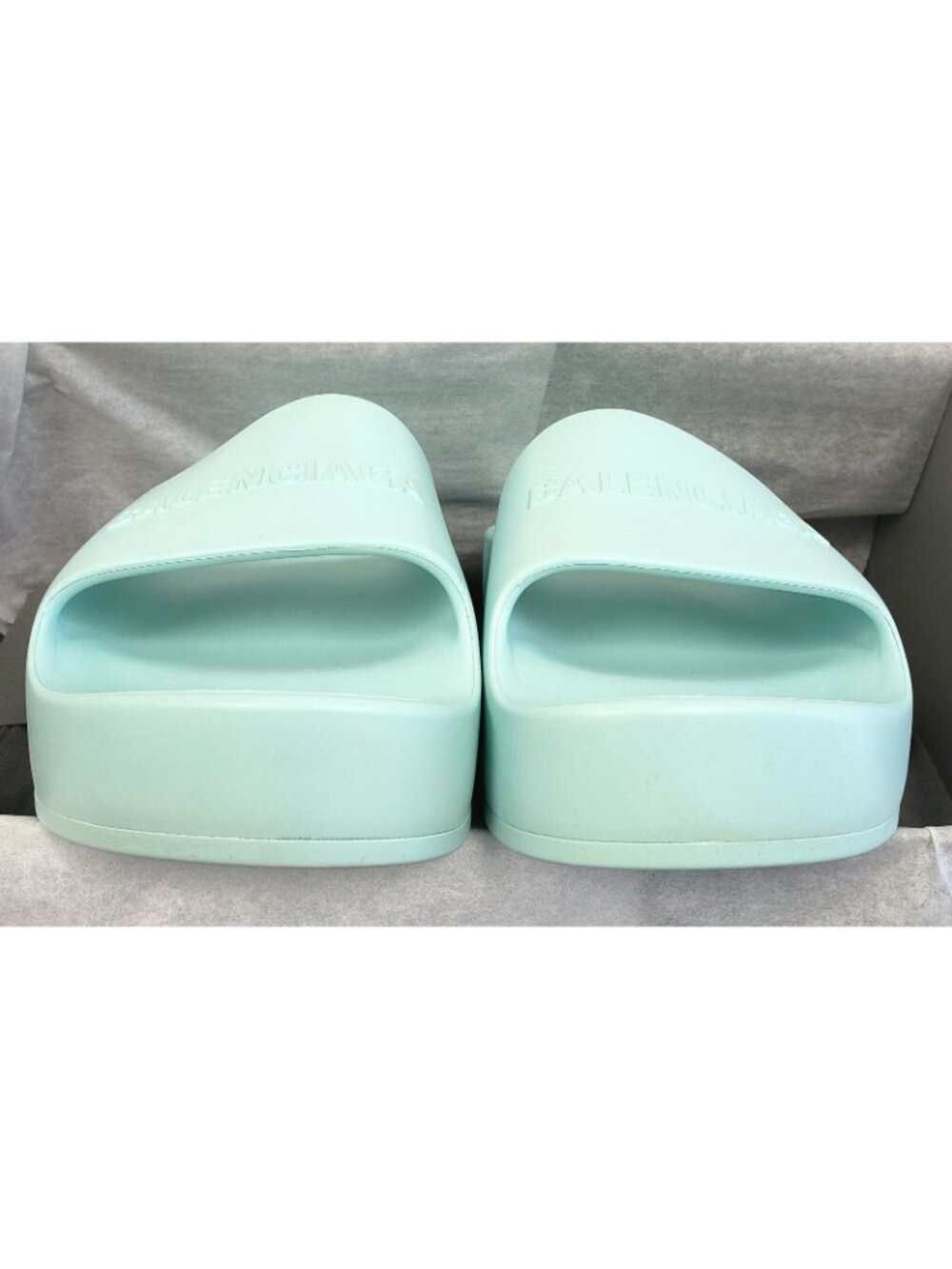 Balenciaga Chunky Slide Womens Rubber Platform Sandals Green Aqua Size 36 / US 6 - Picture 4 of 6